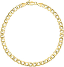 Load image into Gallery viewer, 10k Yellow Gold 3.3mm Hollow Cuban Curb Link Bracelet or Anklet
