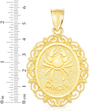 Load image into Gallery viewer, 10k Yellow Gold Round Horoscope Zodiac Sign Pendant with Optional Cable Chain Necklace
