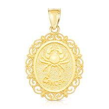 Load image into Gallery viewer, 10k Yellow Gold Round Horoscope Zodiac Sign Pendant with Optional Cable Chain Necklace
