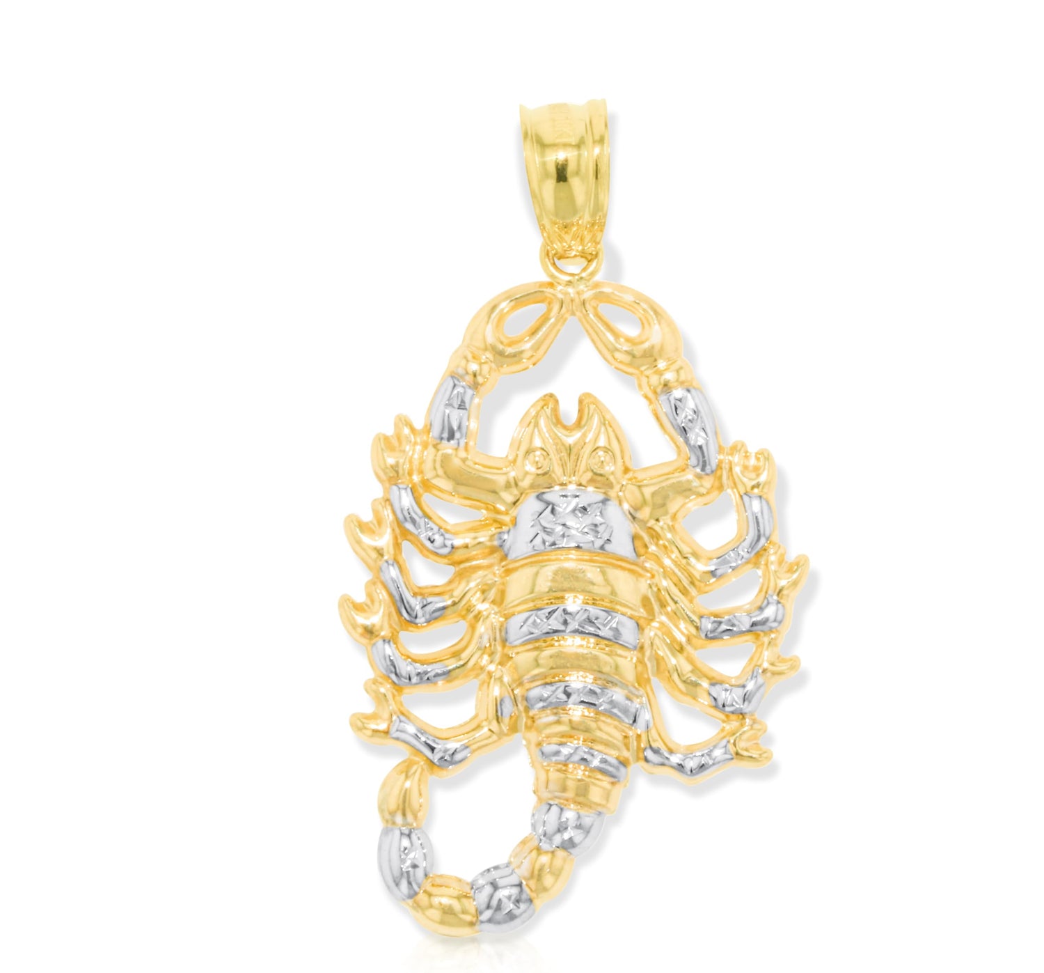 10k Yellow Gold Scorpion Two-Tone Religious Pendant