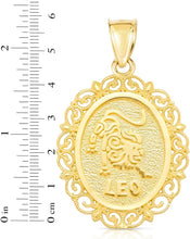 Load image into Gallery viewer, 10k Yellow Gold Round Horoscope Zodiac Sign Pendant with Optional Cable Chain Necklace
