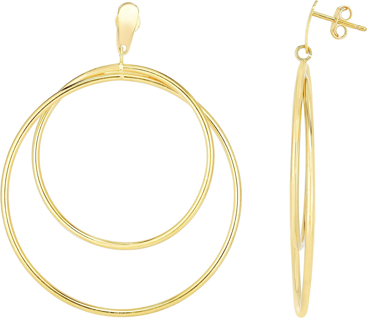 14k Yellow Gold 57mm Circular Dangle Earrings