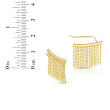 Load image into Gallery viewer, 14k Yellow Gold 20.6mm Fringe Chain Ear Climbers Earrings
