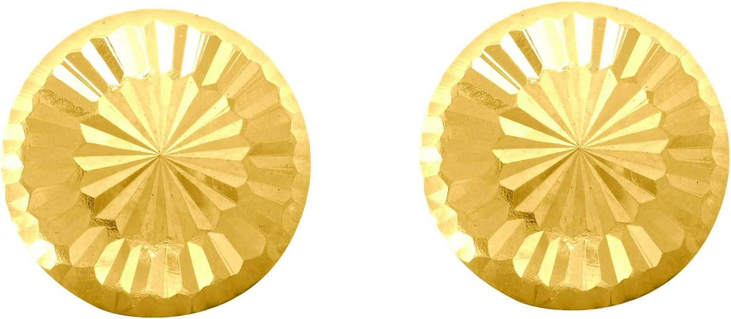 14k Yellow Gold 6mm Small Diamond Cut Burst Post Earrings