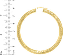 Load image into Gallery viewer, 10k Yellow Gold 5mm Diamond Cut Round Tube Hoop Earrings
