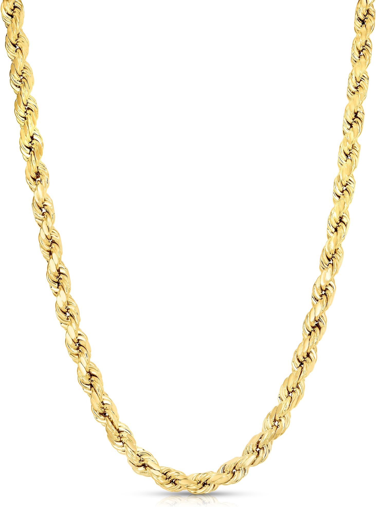 10k Yellow Gold 8mm Diamond Cut Hollow Rope Chain Necklace