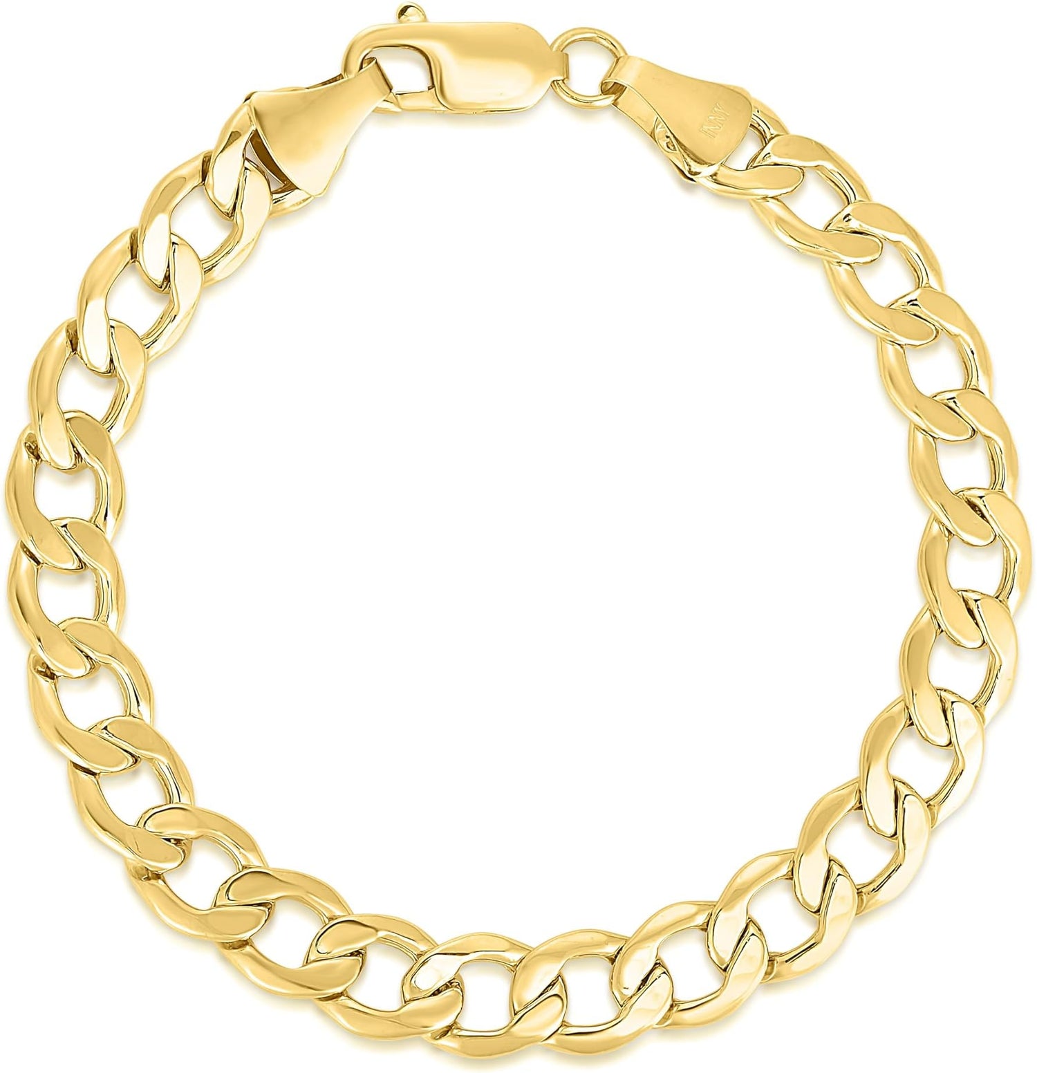 10k Yellow Gold 9mm Hollow Cuban Curb Link Bracelet or Anklet