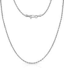 Load image into Gallery viewer, 14k White Gold 1.3mm Solid Rope Chain Diamond Cut Necklace
