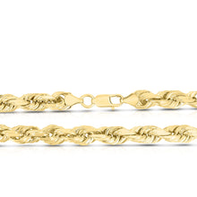 Load image into Gallery viewer, 10k Yellow Gold 10mm Solid Diamond Cut Rope Chain Necklace
