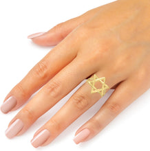 Load image into Gallery viewer, 10k Yellow Gold Diamond Cut Star of David Ring(Large, 18mm)
