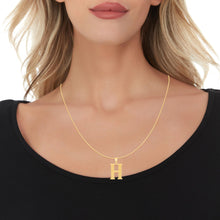 Load image into Gallery viewer, 10k Yellow Gold 1 Inch Extra Large Textured Letter Pendant A-Z Alphabet Pendant with Optional Rope Chain Necklace
