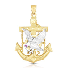 Load image into Gallery viewer, 10k Yellow Gold Eagle Cross Anchor Two-Tone Religious Pendant
