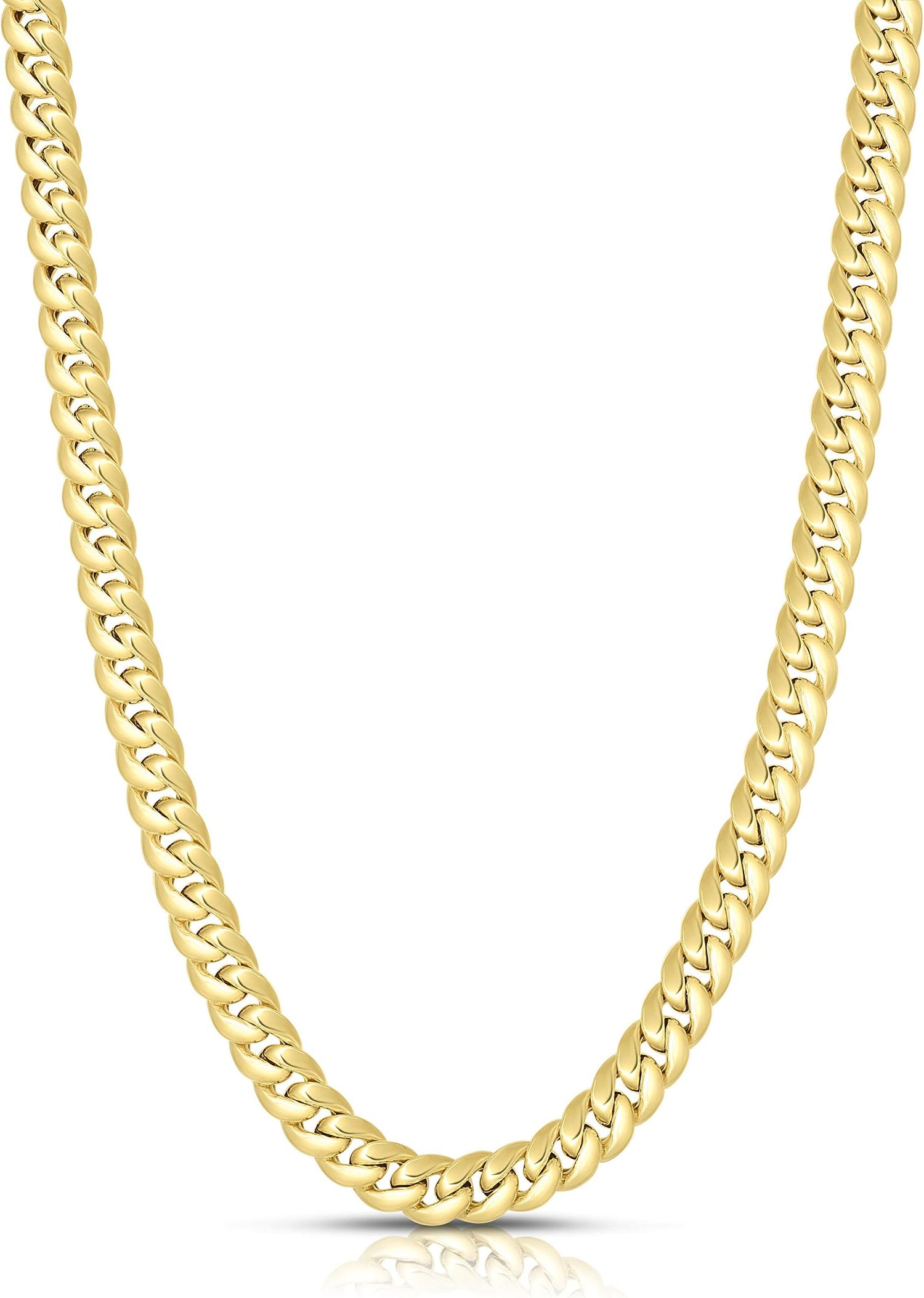 14k Yellow Gold 7.2mm Semi-Lite Miami Cuban Chain Necklace