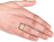 Load image into Gallery viewer, Men&#39;s 10k Yellow Gold Square Two Tone Initial Ring A-Z, Sizes 6-11
