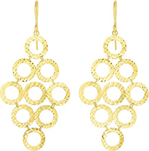 Load image into Gallery viewer, 14k Yellow Gold 48mm Diamond Cut Circles Chandelier Earrings
