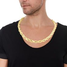 Load image into Gallery viewer, 10k Yellow Gold 10mm Solid Diamond Cut Rope Chain Necklace
