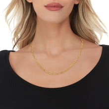 Load image into Gallery viewer, 14k Yellow Gold 4.2mm Hollow Paperclip Link Chain Necklace and Bracelet Set
