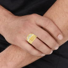 Load image into Gallery viewer, 10k Yellow Gold and White Gold Round Last Supper Textured Ring
