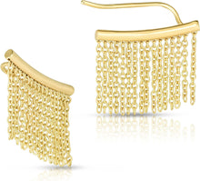 Load image into Gallery viewer, 14k Yellow Gold 20.6mm Fringe Chain Ear Climbers Earrings
