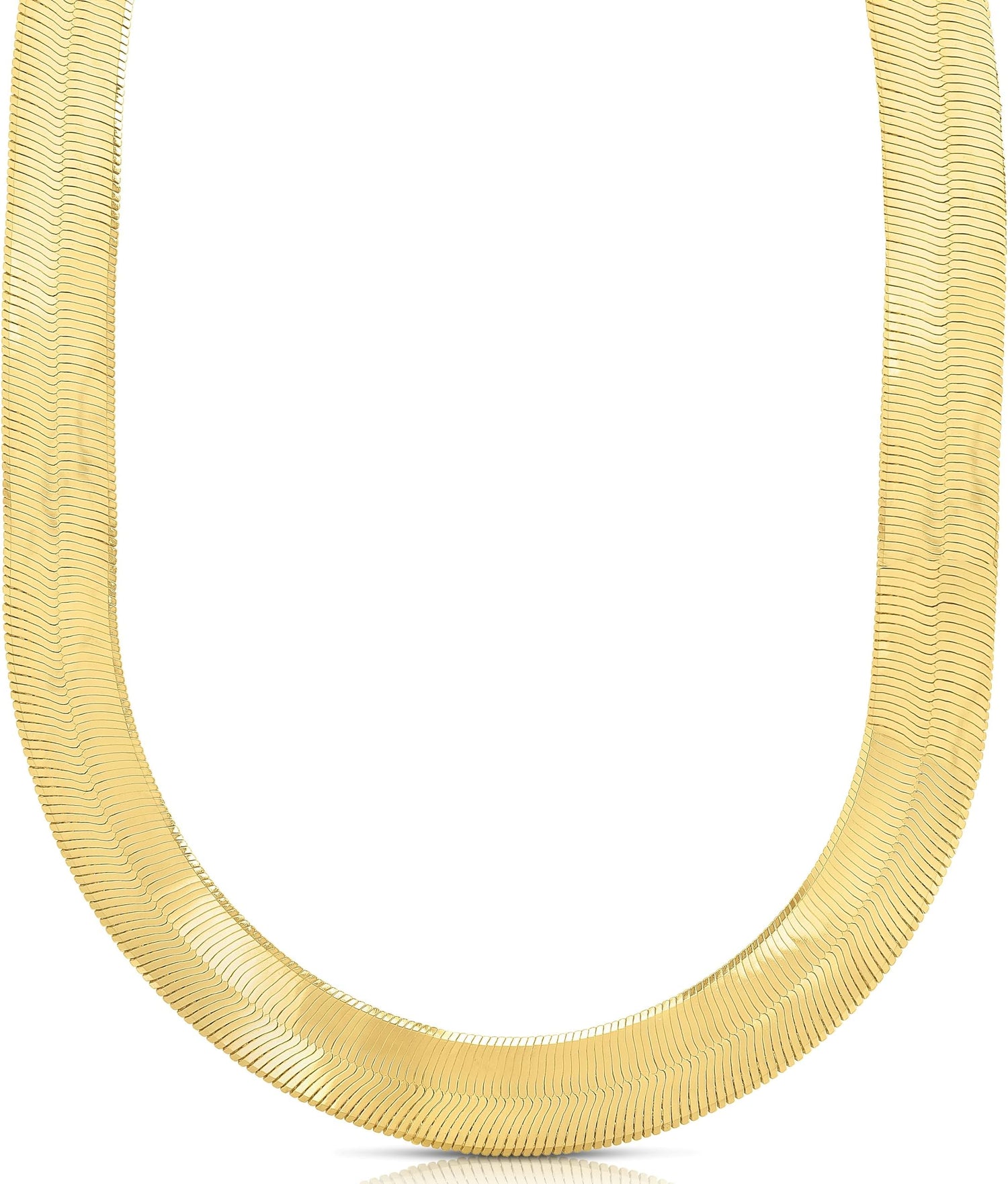 10k Yellow Gold 15mm Silky Herringbone Chain Necklace