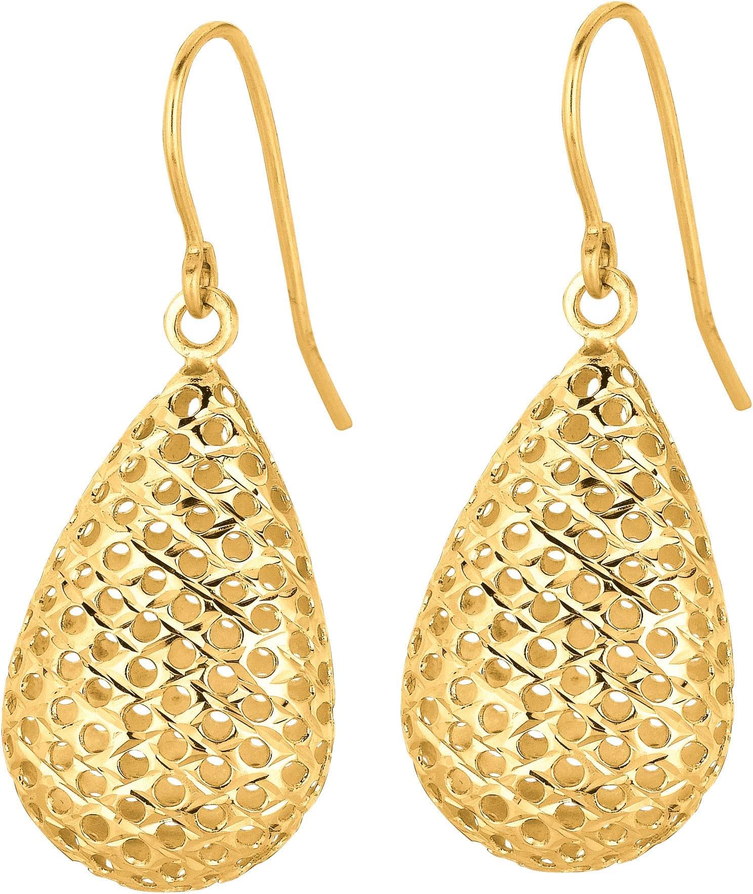 14k Yellow Gold 29mm Large Open Tear Drop Earrings