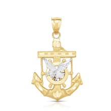 Load image into Gallery viewer, 10k Yellow Gold Eagle Cross Anchor Two-Tone Religious Pendant
