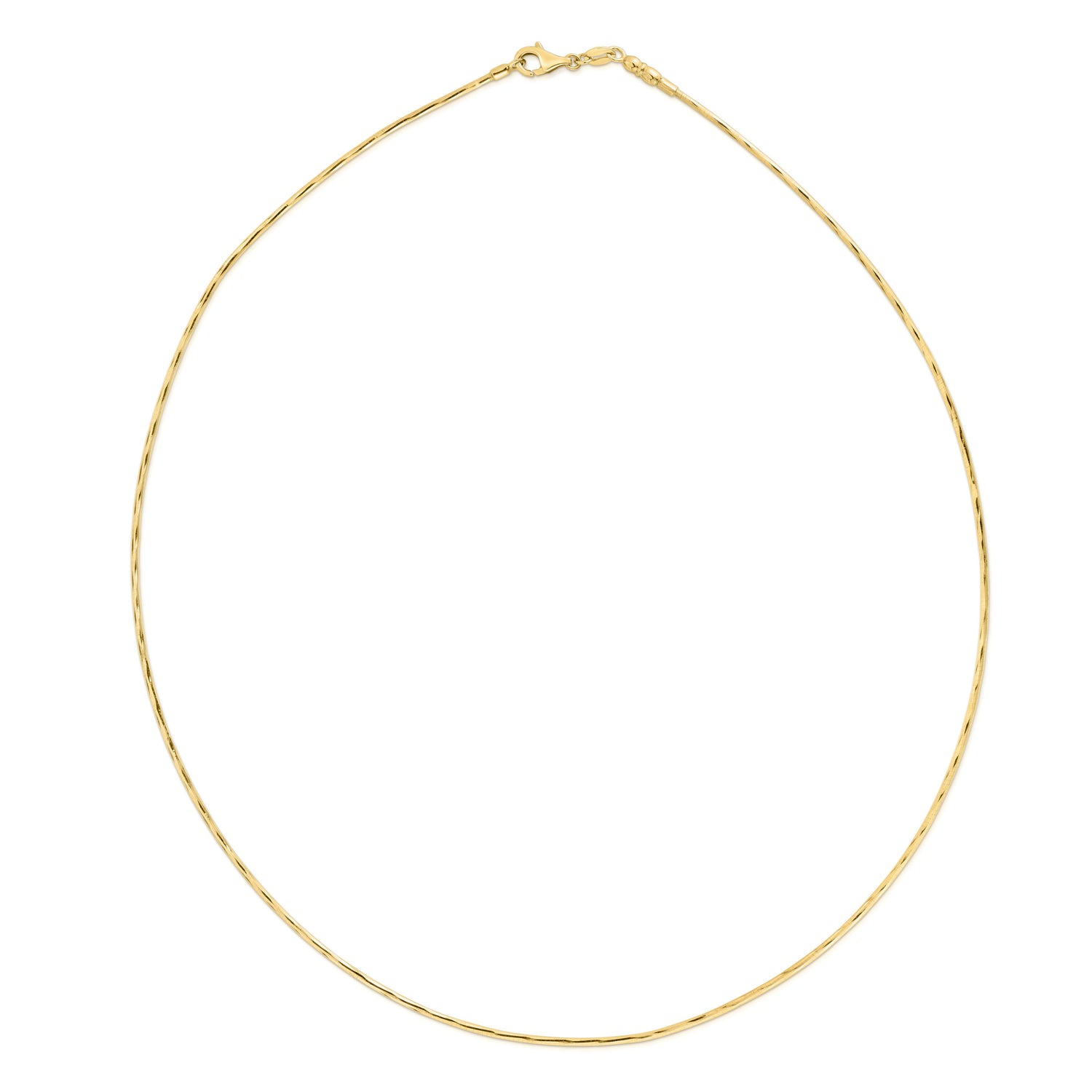 14k Yellow Gold 1.5mm Round Omega Diamond Cut Chain Necklace
