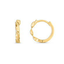 Load image into Gallery viewer, 14k Yellow Gold 14mm Twisted Huggie Hoop Earrings
