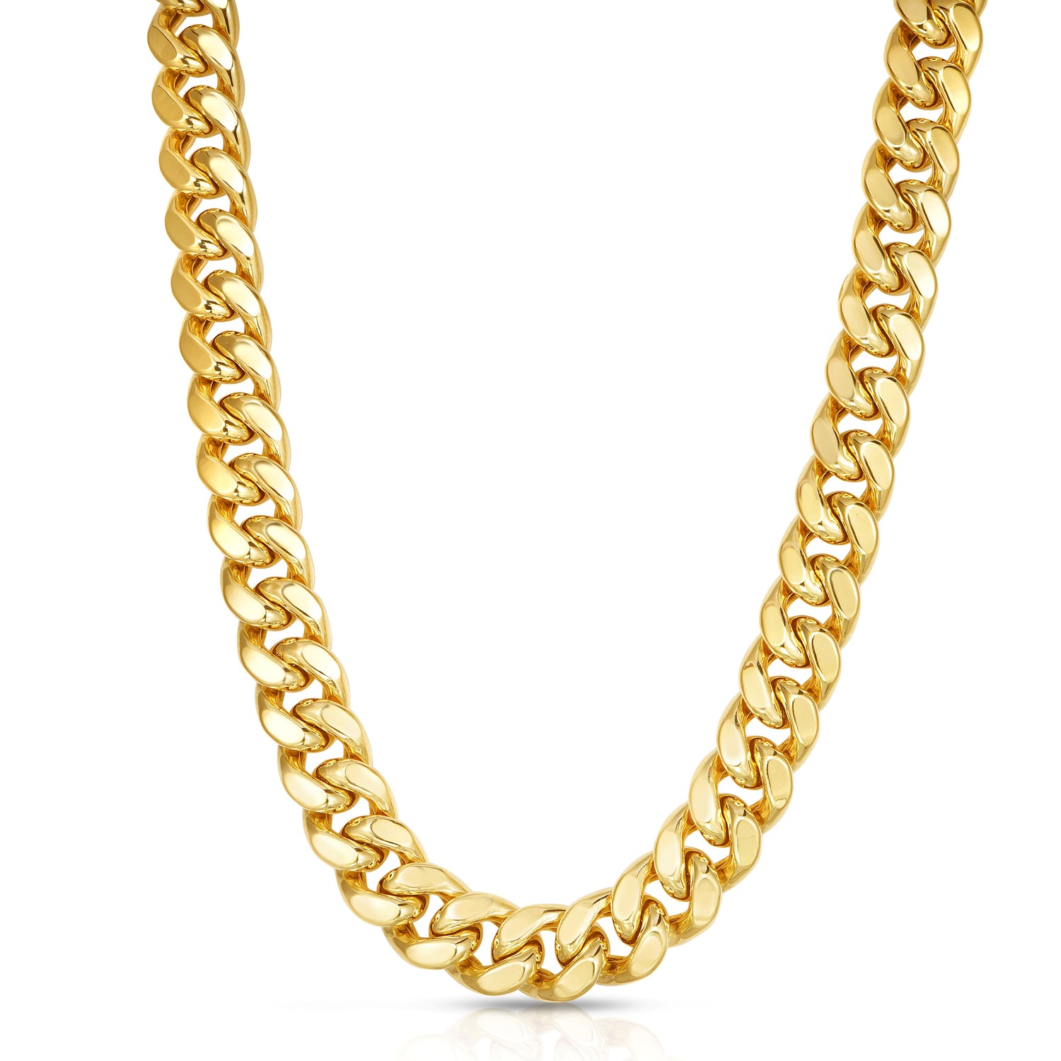 10k Yellow Gold 12.8mm Semi-Lite Miami Cuban Chain Necklace