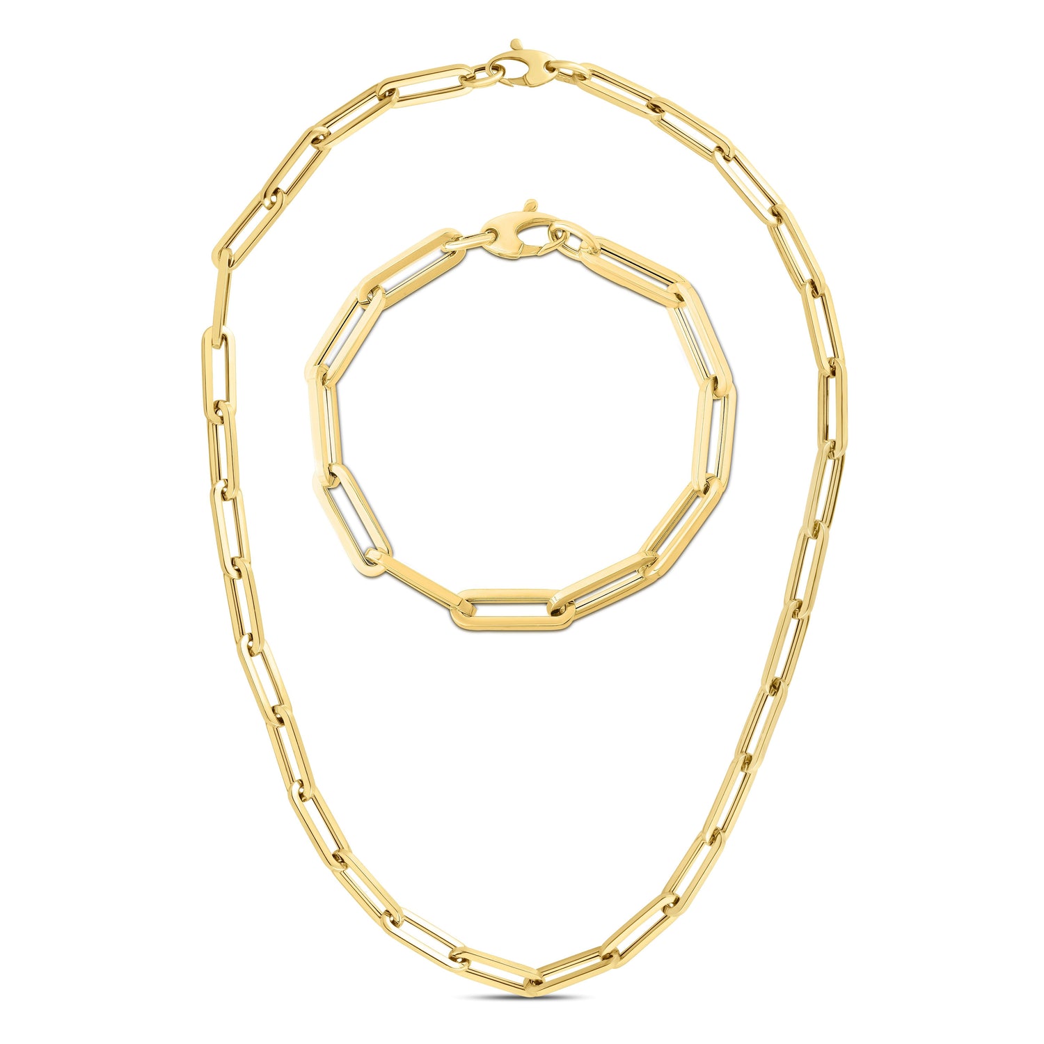 14k Yellow Gold or White Gold or Rose Gold 6mm Hollow Paperclip Link Chain 18