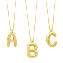 Load image into Gallery viewer, 14k Yellow Gold 15mm Helium Balloon Initial Letter A Pendant with 18&quot; Inch Box Chain Necklace
