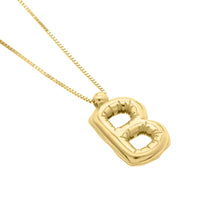 Load image into Gallery viewer, 14k Yellow Gold 15mm Helium Balloon Initial Letter A Pendant with 18&quot; Inch Box Chain Necklace
