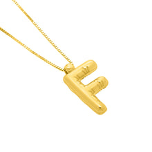 Load image into Gallery viewer, 14k Yellow Gold 15mm Helium Balloon Initial Letter A Pendant with 18&quot; Inch Box Chain Necklace
