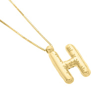 Load image into Gallery viewer, 14k Yellow Gold 15mm Helium Balloon Initial Letter A Pendant with 18&quot; Inch Box Chain Necklace
