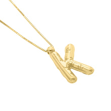 Load image into Gallery viewer, 14k Yellow Gold 15mm Helium Balloon Initial Letter A Pendant with 18&quot; Inch Box Chain Necklace
