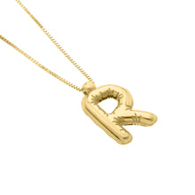 Load image into Gallery viewer, 14k Yellow Gold 15mm Helium Balloon Initial Letter A Pendant with 18&quot; Inch Box Chain Necklace
