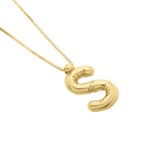 Load image into Gallery viewer, 14k Yellow Gold 15mm Helium Balloon Initial Letter A Pendant with 18&quot; Inch Box Chain Necklace
