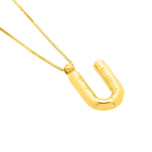 Load image into Gallery viewer, 14k Yellow Gold 15mm Helium Balloon Initial Letter A Pendant with 18&quot; Inch Box Chain Necklace
