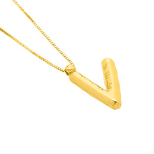 Load image into Gallery viewer, 14k Yellow Gold 15mm Helium Balloon Initial Letter A Pendant with 18&quot; Inch Box Chain Necklace
