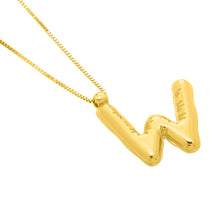 Load image into Gallery viewer, 14k Yellow Gold 15mm Helium Balloon Initial Letter A Pendant with 18&quot; Inch Box Chain Necklace
