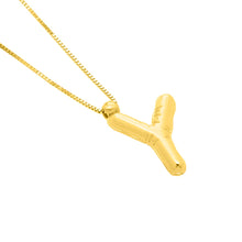 Load image into Gallery viewer, 14k Yellow Gold 15mm Helium Balloon Initial Letter A Pendant with 18&quot; Inch Box Chain Necklace
