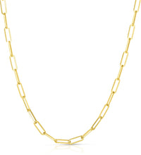 Load image into Gallery viewer, 10k Yellow Gold Paperclip Solid Solid Chain Necklace

