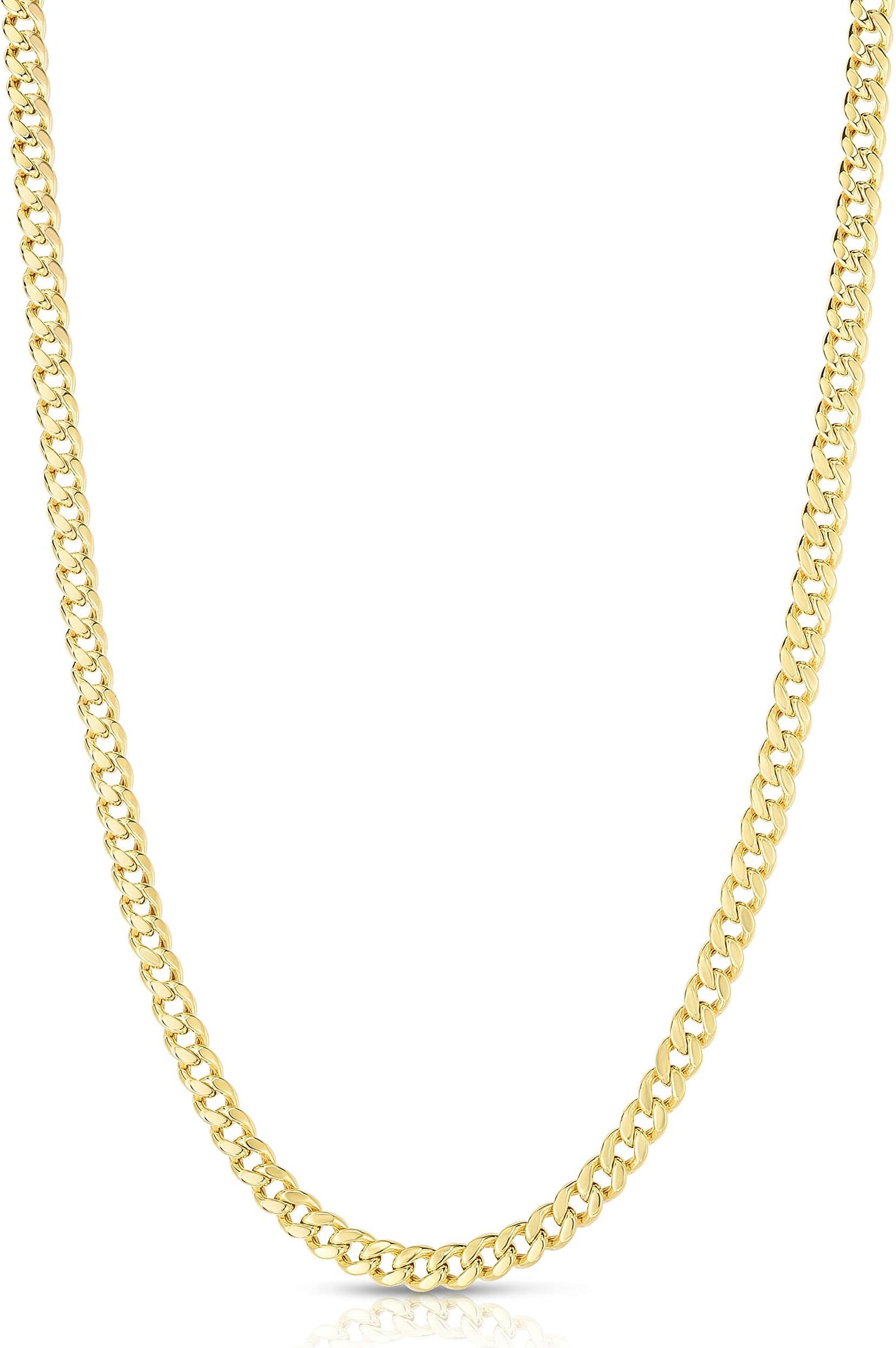 14k Yellow Gold 4.5mm Semi-Lite Miami Cuban Chain Necklace