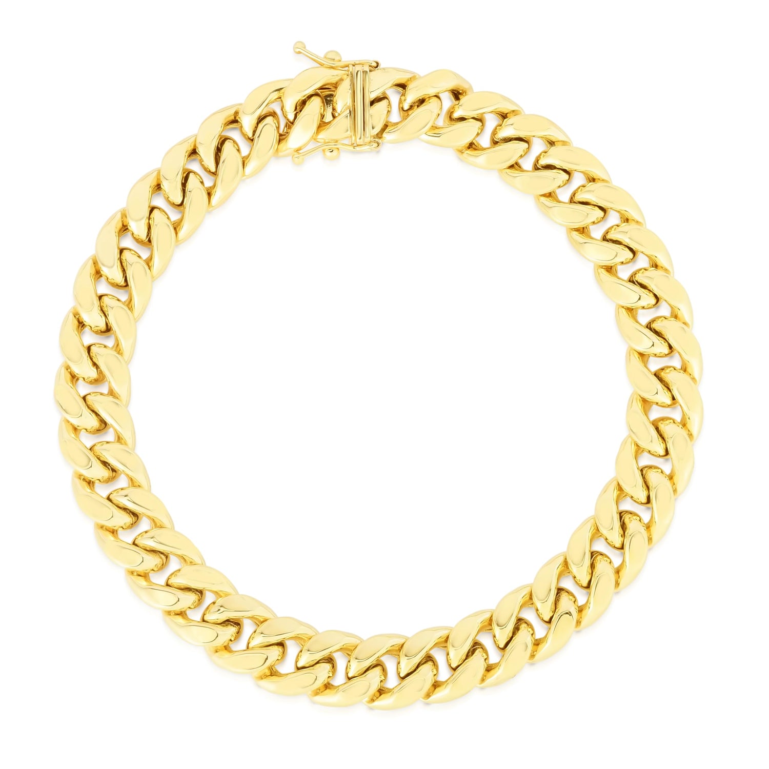 10k Yellow Gold 7.3mm Semi-Lite Miami Cuban Chain Bracelet