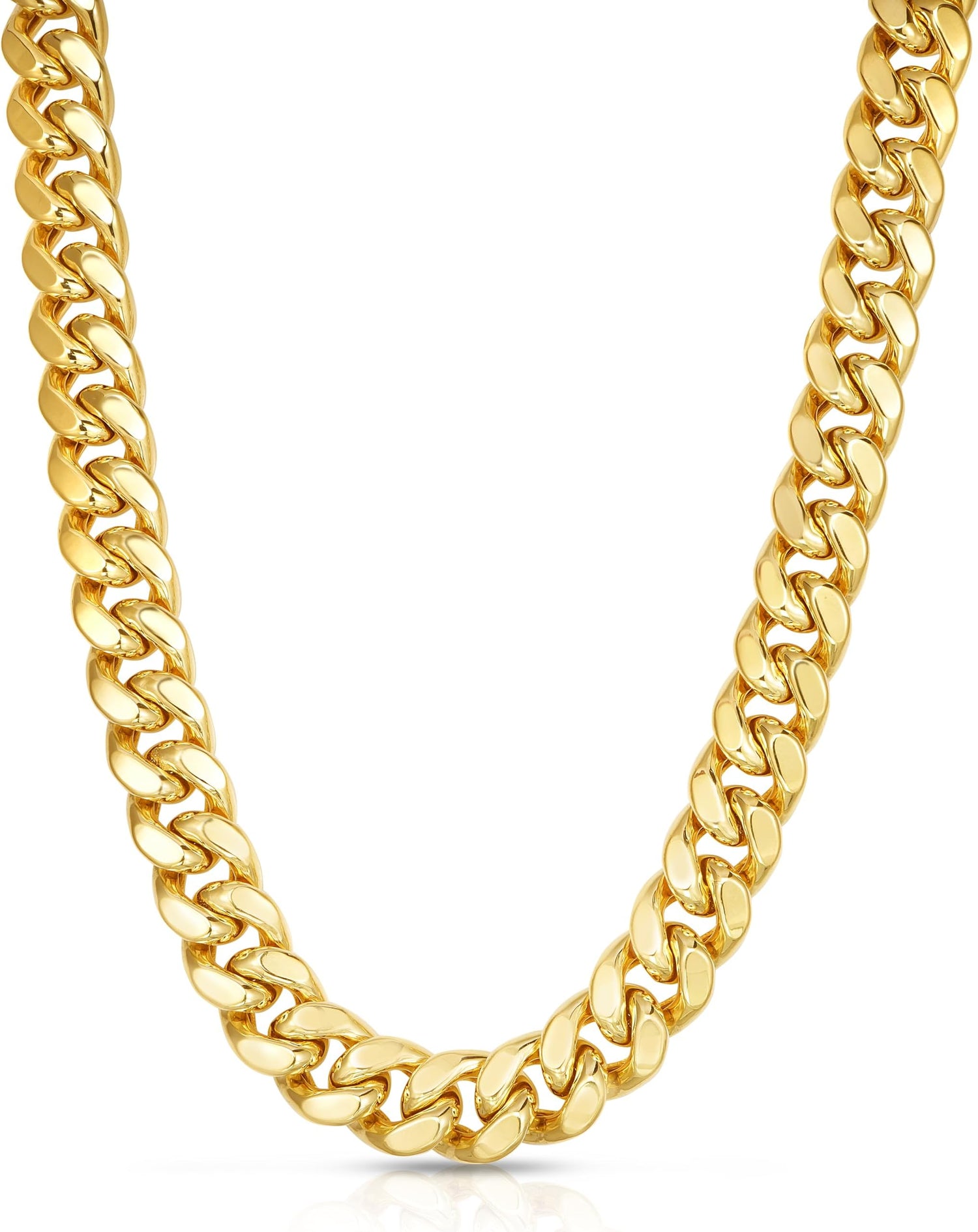 14k Yellow Gold 11.1mm Semi-Lite Miami Cuban Chain Necklace