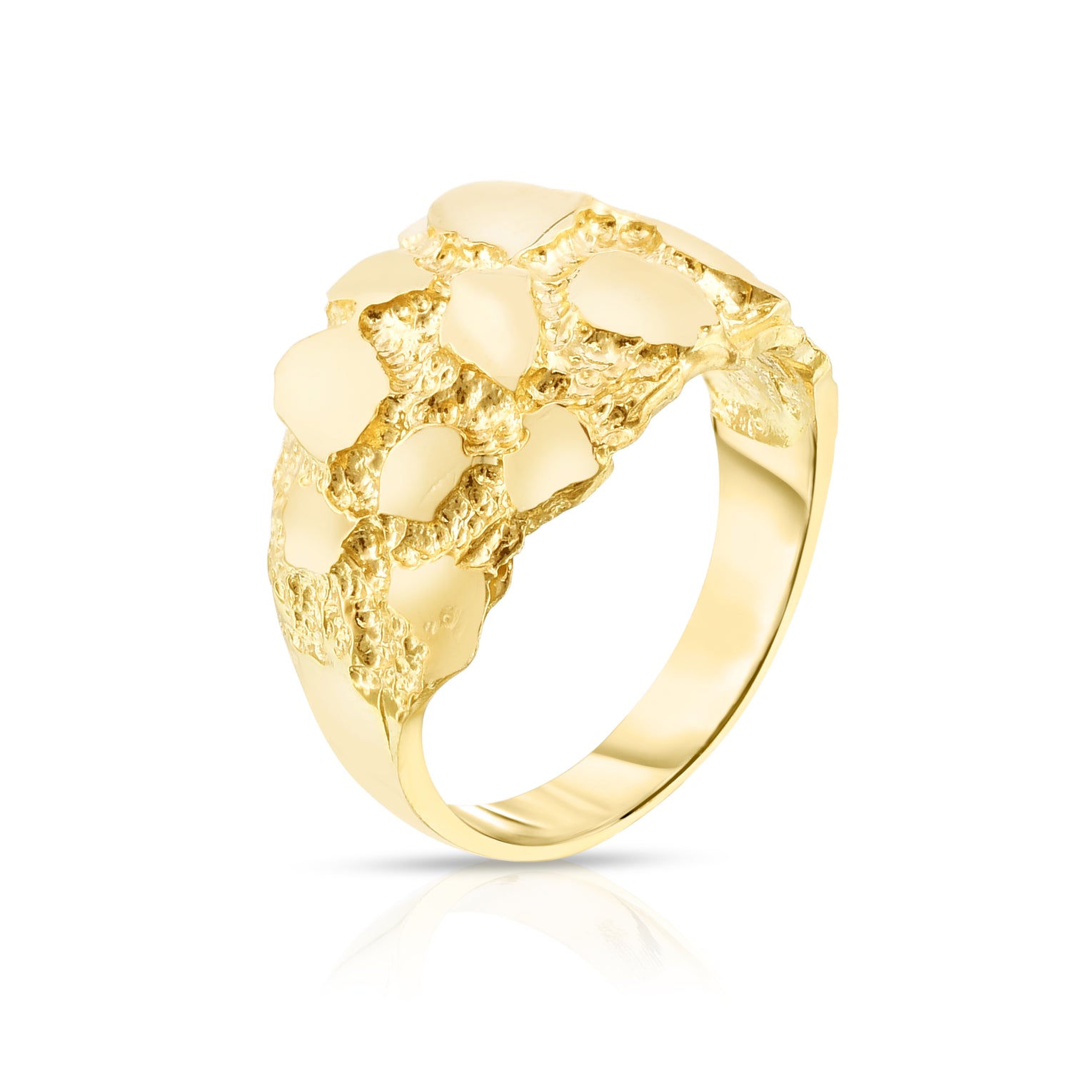 10k Yellow Gold 13.5mm Round Dense Nugget Ring