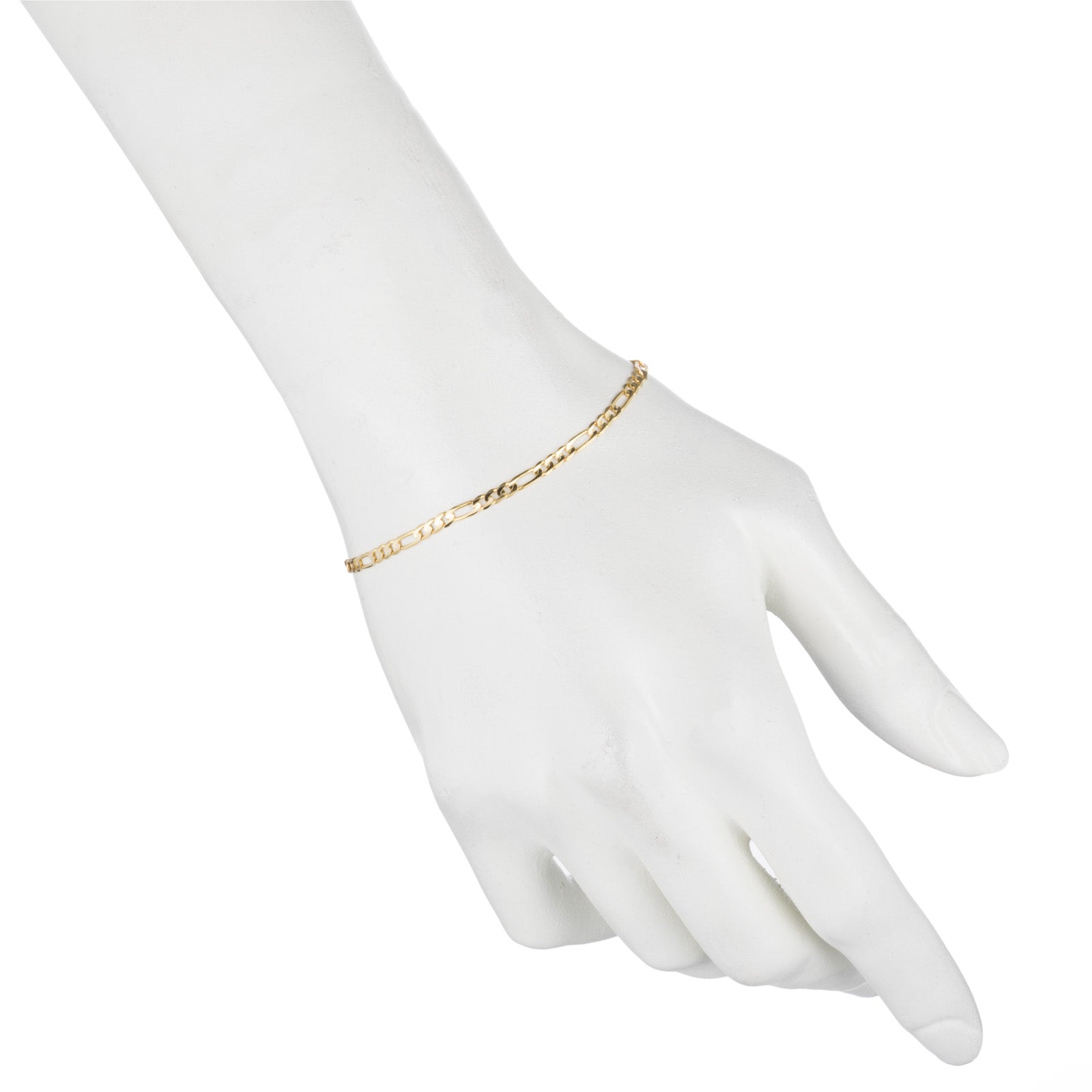 10k Fine Gold Figaro Chain Bracelet with Concave Look