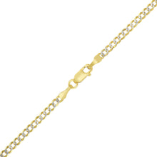 Load image into Gallery viewer, 10k Two-Tone Gold Curb Cuban Chain Necklace with White Pave, 0.1&quot;(2.5mm)

